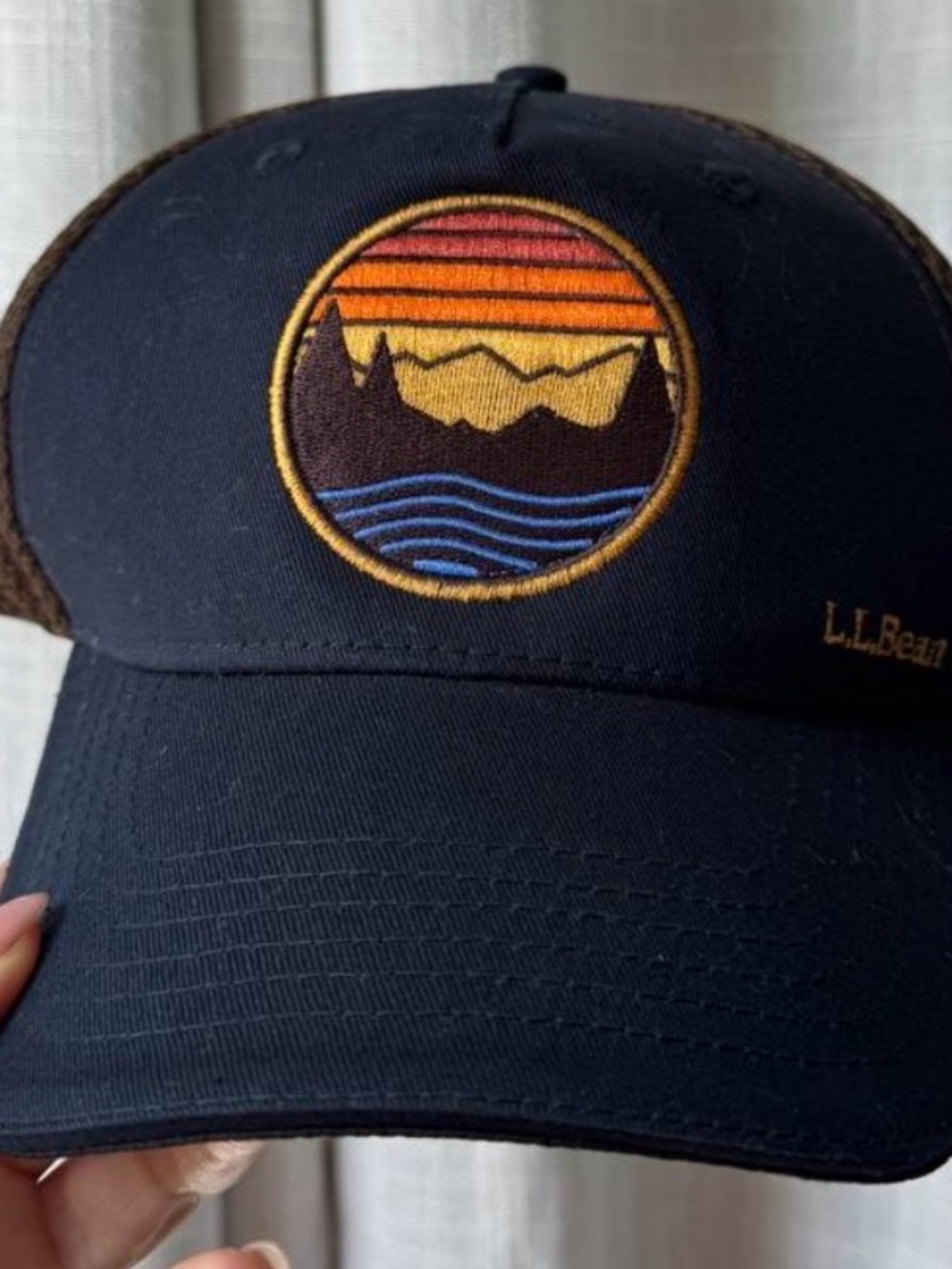 L.L. Bean Navy Trucker Cap with Sunset Patch